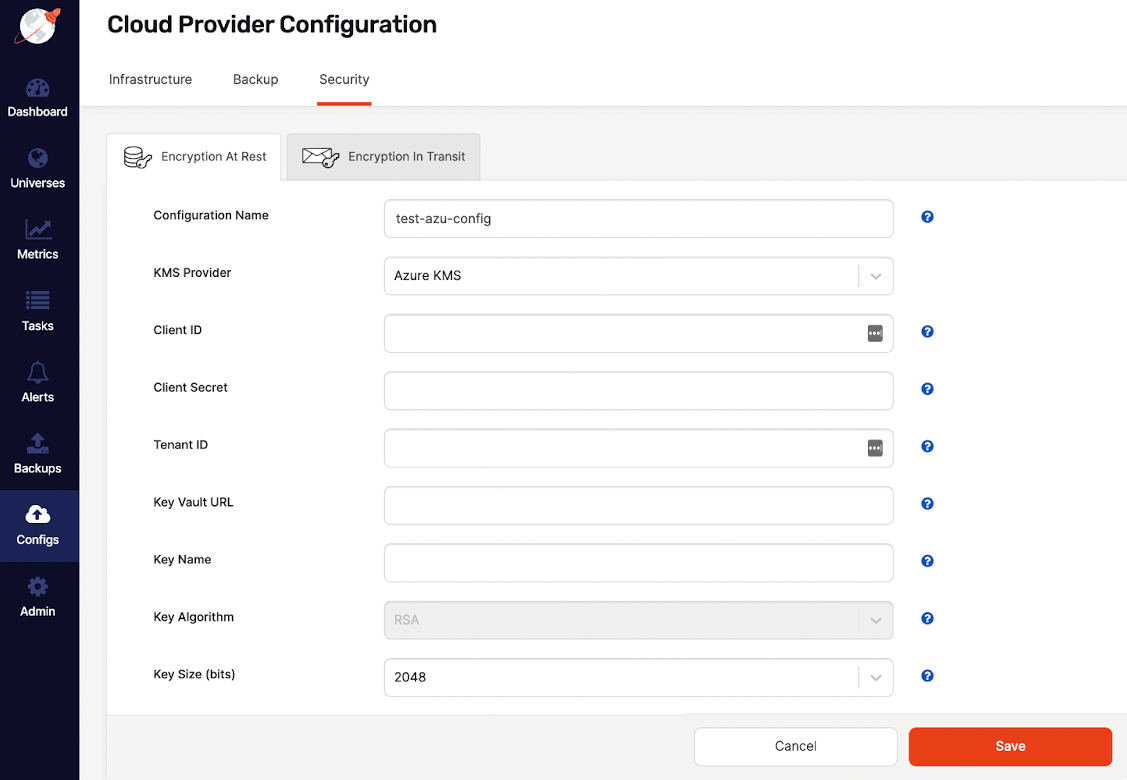 Azure Key Vault configuration Azure Key Vault configuration